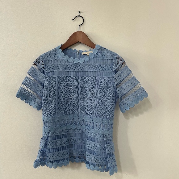 MAJE
Loseray Embroidered-lace Top In Blue Size 2 - Picture 14 of 16